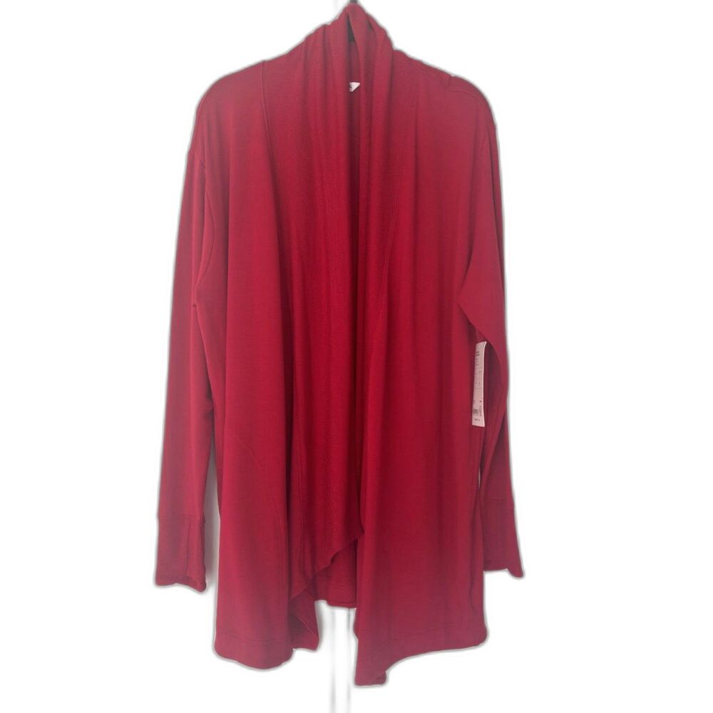 Athleta Pranayama Restore Wrap Cardigan NWT Medium Red Open Front Cozy